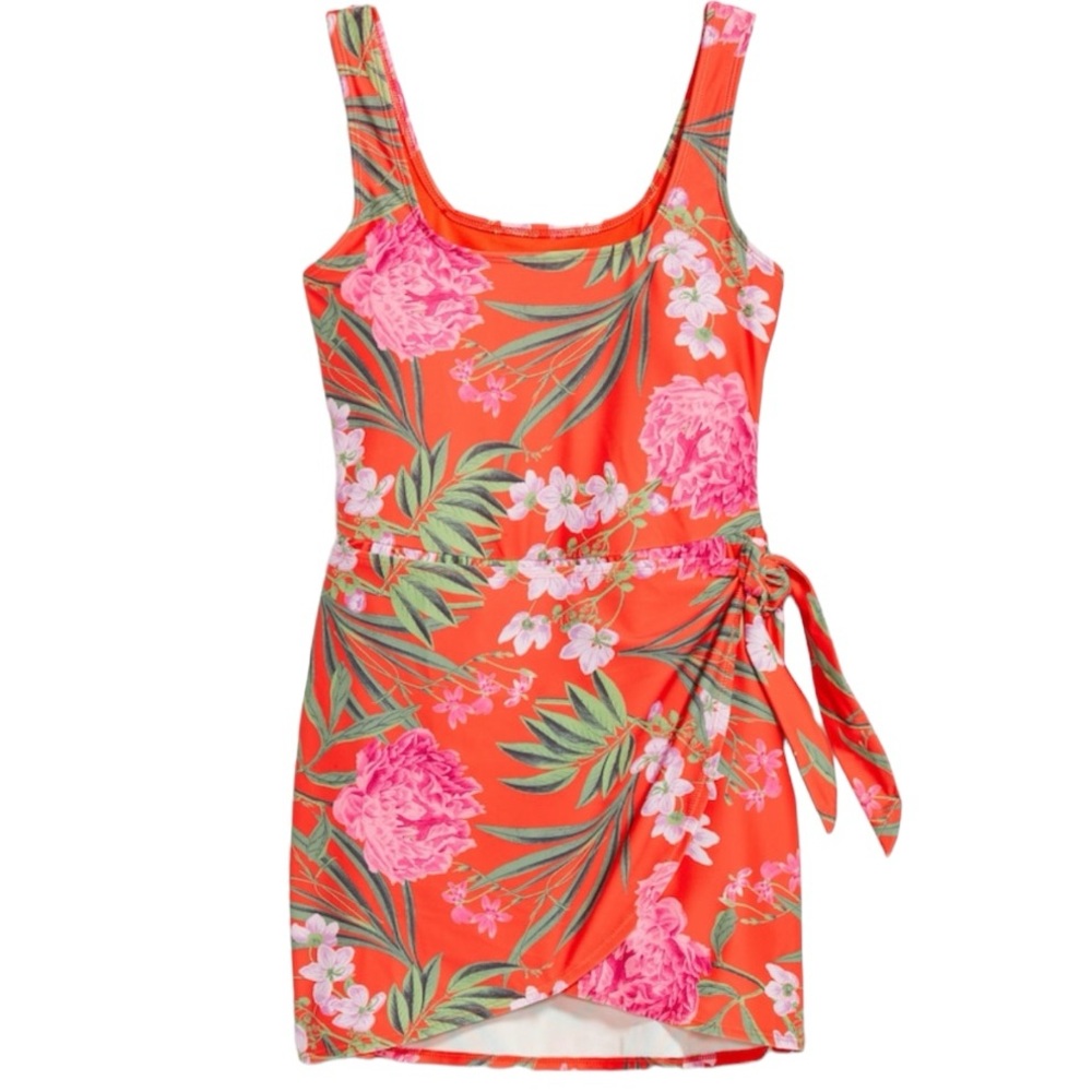Old Navy Swim Dress Red Floral